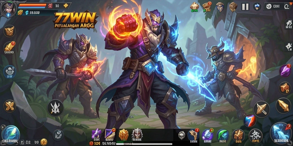 Tangkapan layar menunjukkan aksi pertarungan epik di 77WIN.