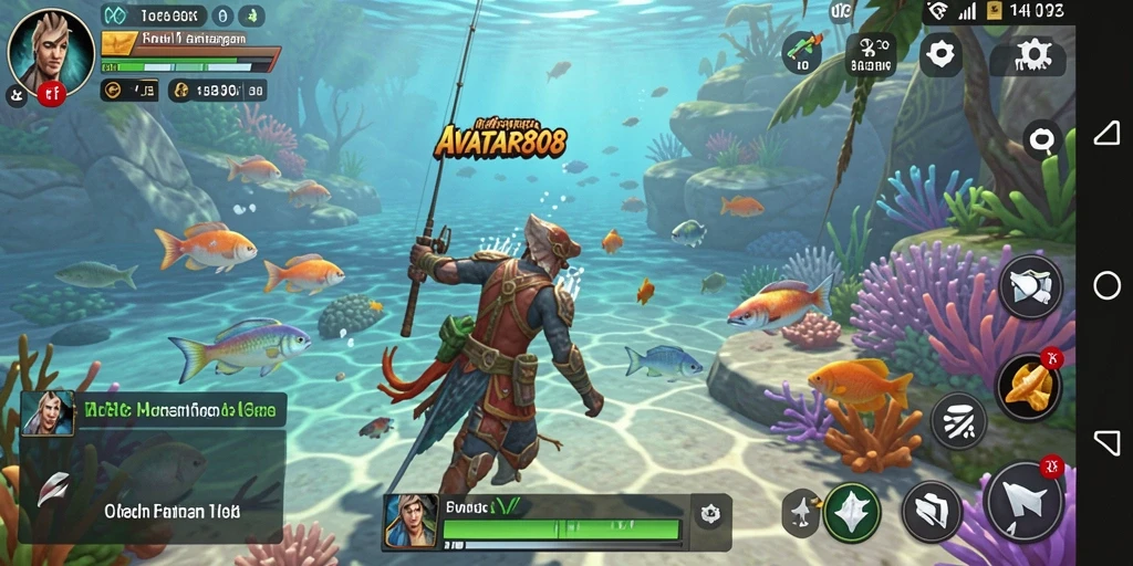Tampilan gameplay AVATAR808 yang mengesankan saat memancing.