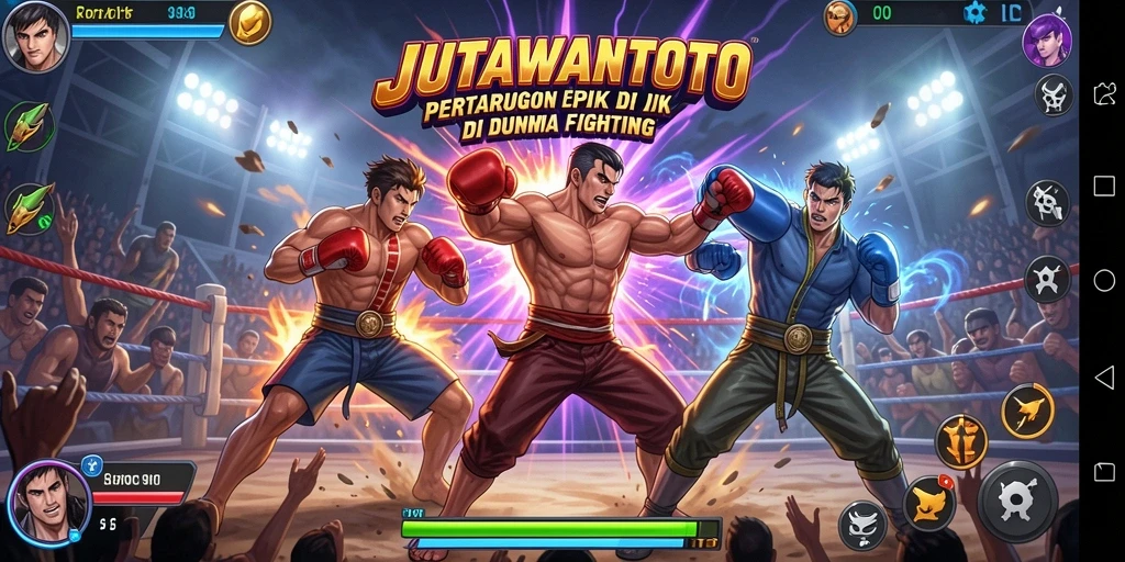 Screenshot utama JUTAWANTOTO menunjukkan aksi pertarungan yang intens.