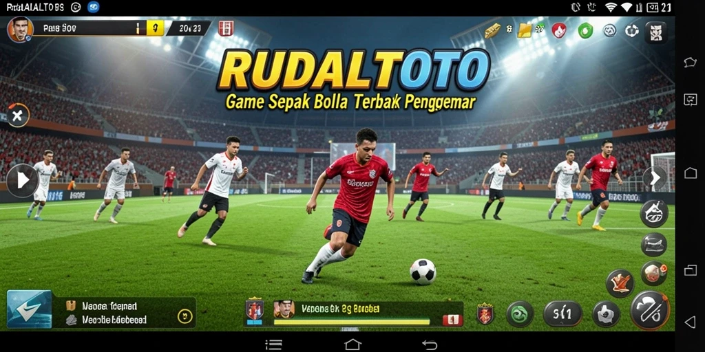 Tampilan gameplay RUDALTOTO yang menampilkan aksi sepak bola langsung.